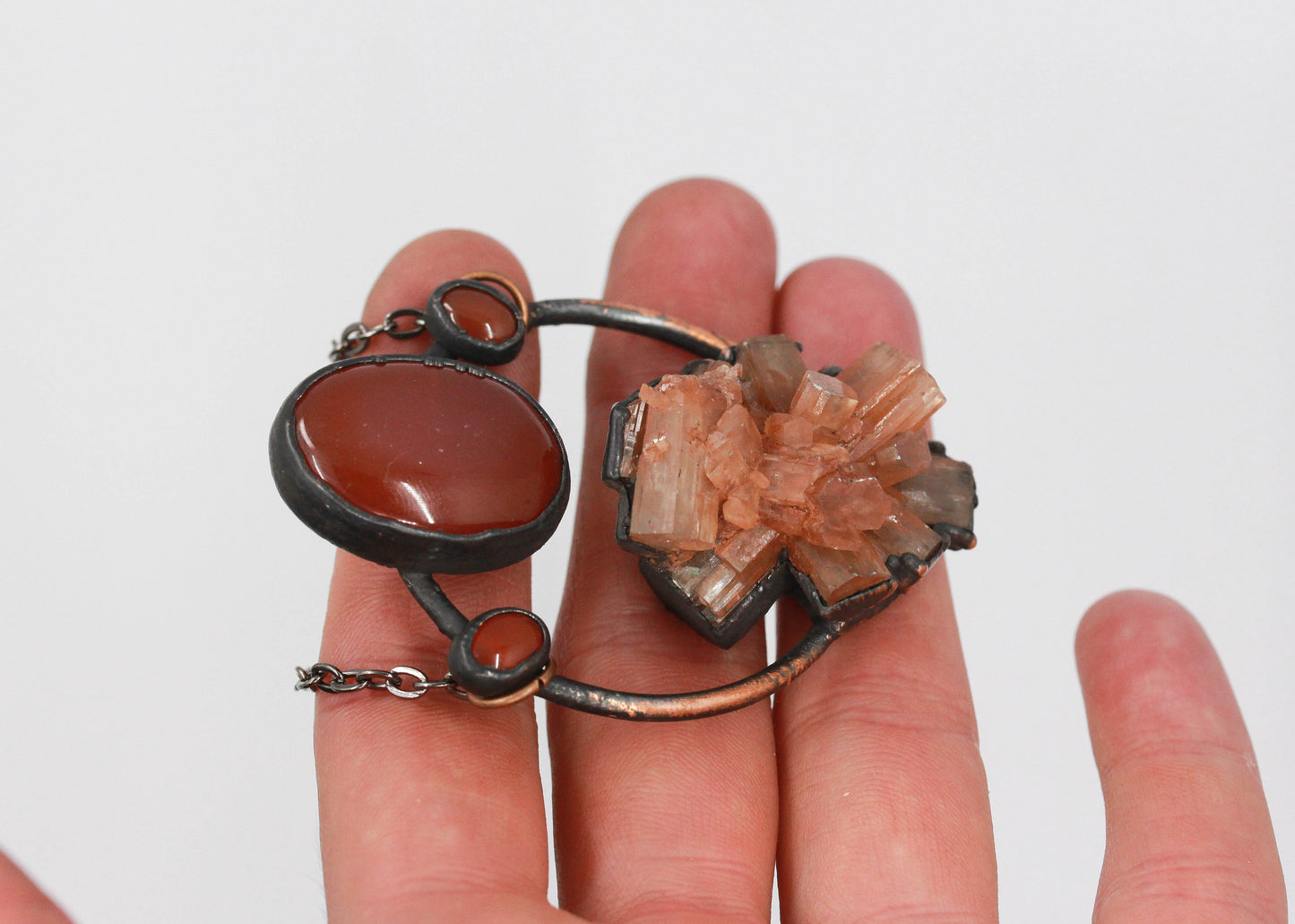 Aragonite, Red Jasper & Carnelian Necklace