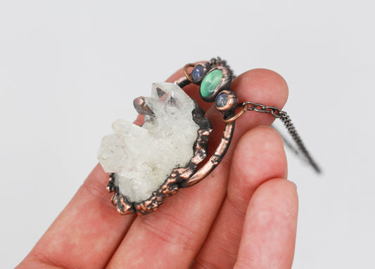 Quartz, Moonstone & Fluorite Necklace