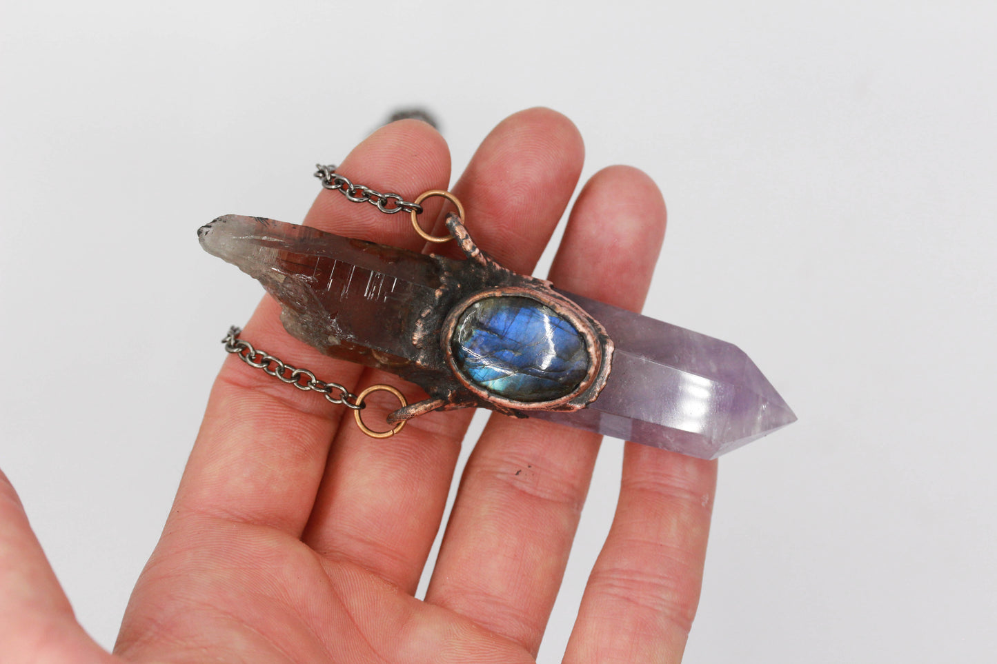 Amethyst, Smoky Quartz & Labradorite Necklace