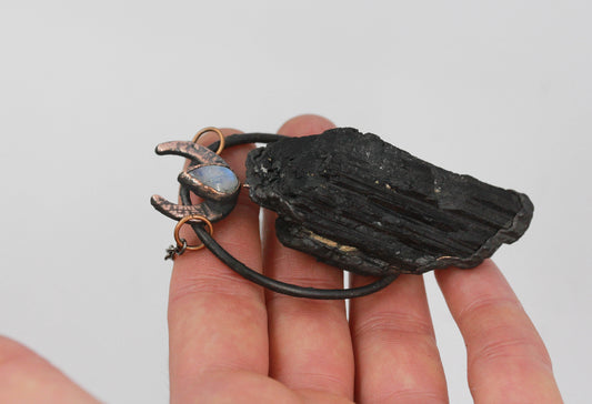 Tourmaline & Moonstone Moon Necklace
