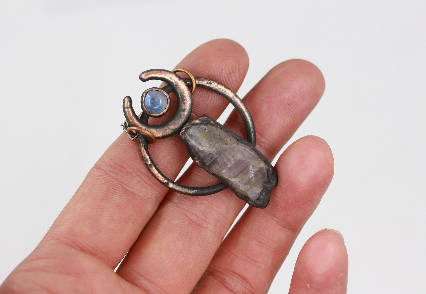 Amethyst & Moonstone Moon Necklace