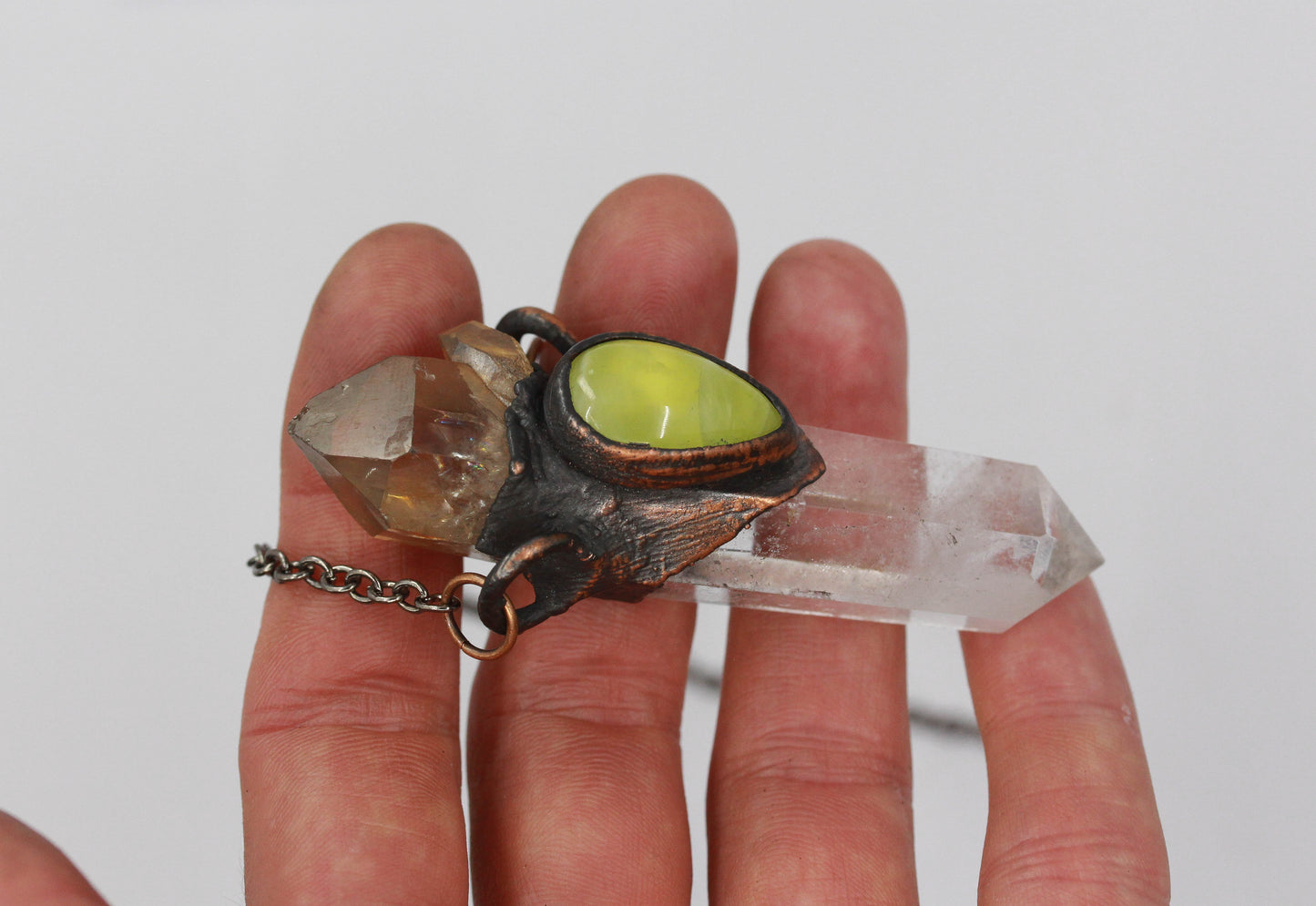 Quartz, Prehnite & Kundalini Citrine Necklace