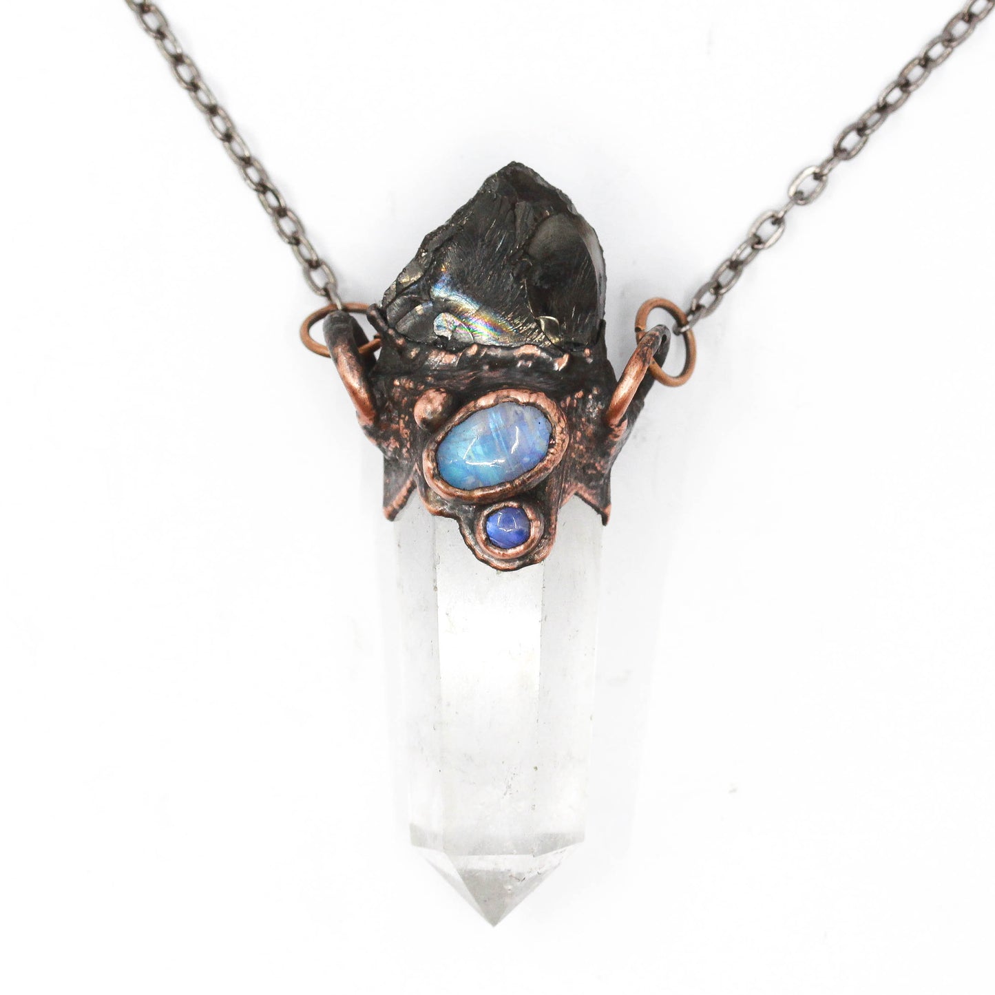 Quartz, Moonstone & Elite Shungite Necklace