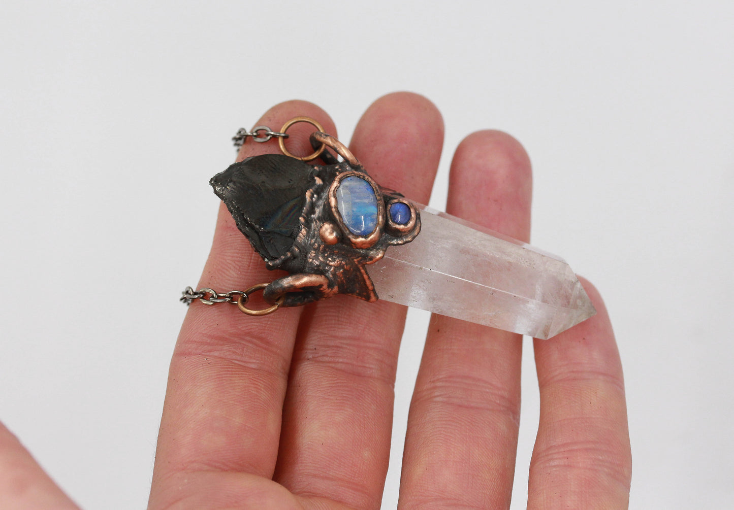Quartz, Moonstone & Elite Shungite Necklace
