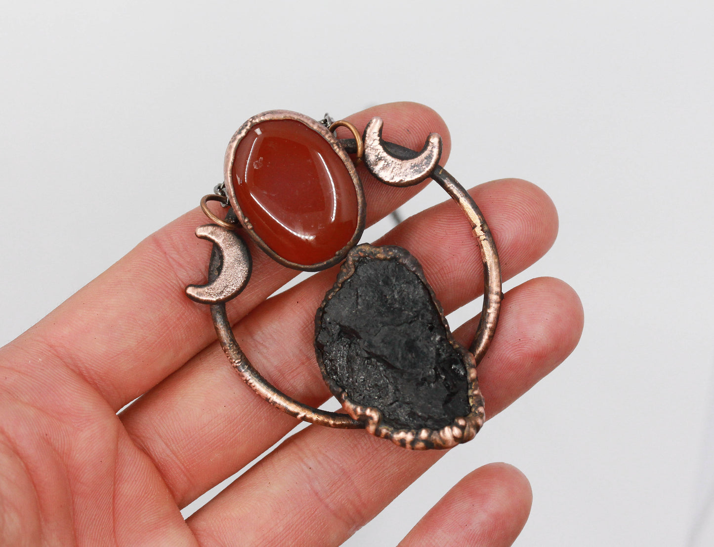 Tourmaline & Red Jasper Moon Necklace