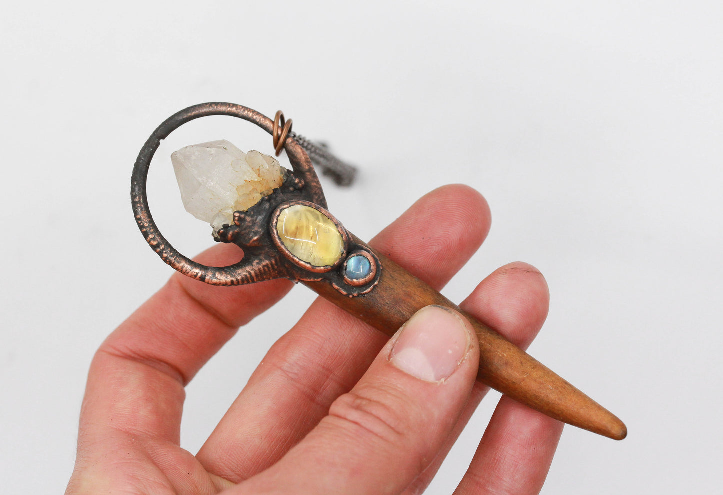 Deer Antler, Spirit Quartz & Citrine Necklace