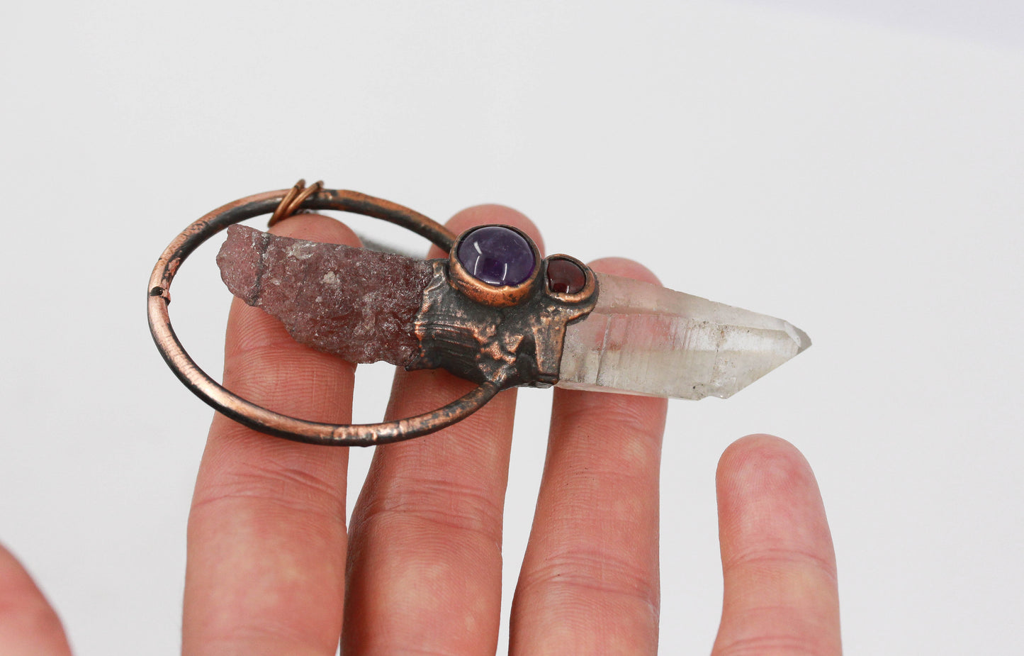 Cherry Tanzanite, Quartz & Amethyst Necklace