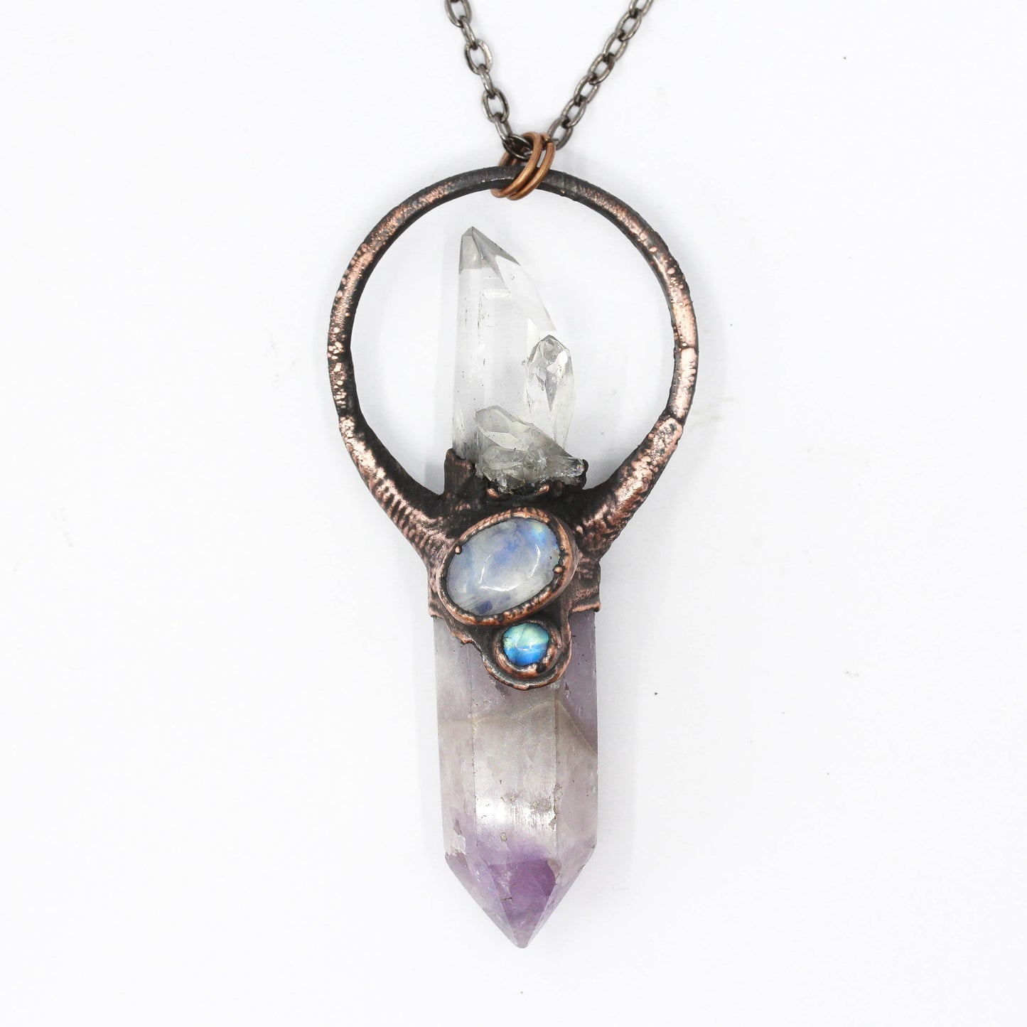 Amethyst, Quartz & Moonstone Necklace