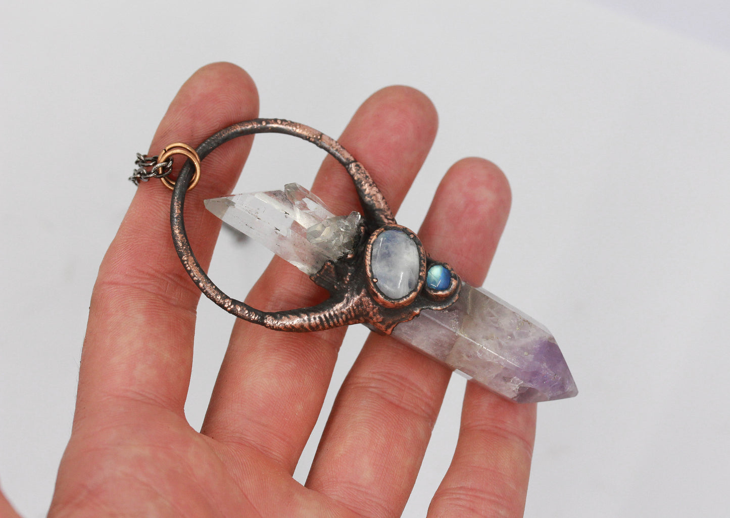 Amethyst, Quartz & Moonstone Necklace