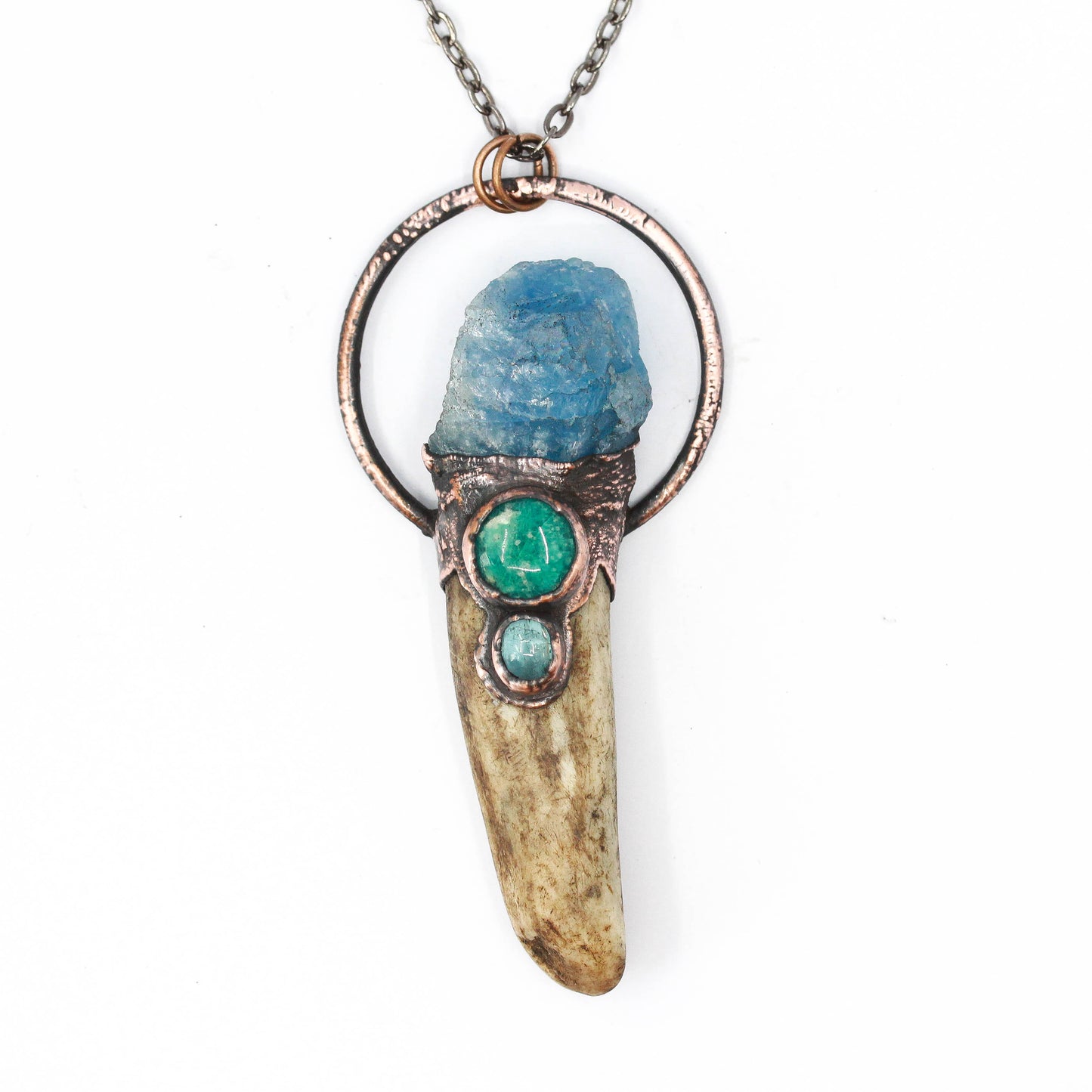 Deer Antler, Fluorite & Amazonite Necklace