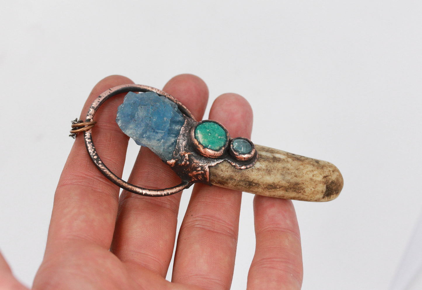 Deer Antler, Fluorite & Amazonite Necklace