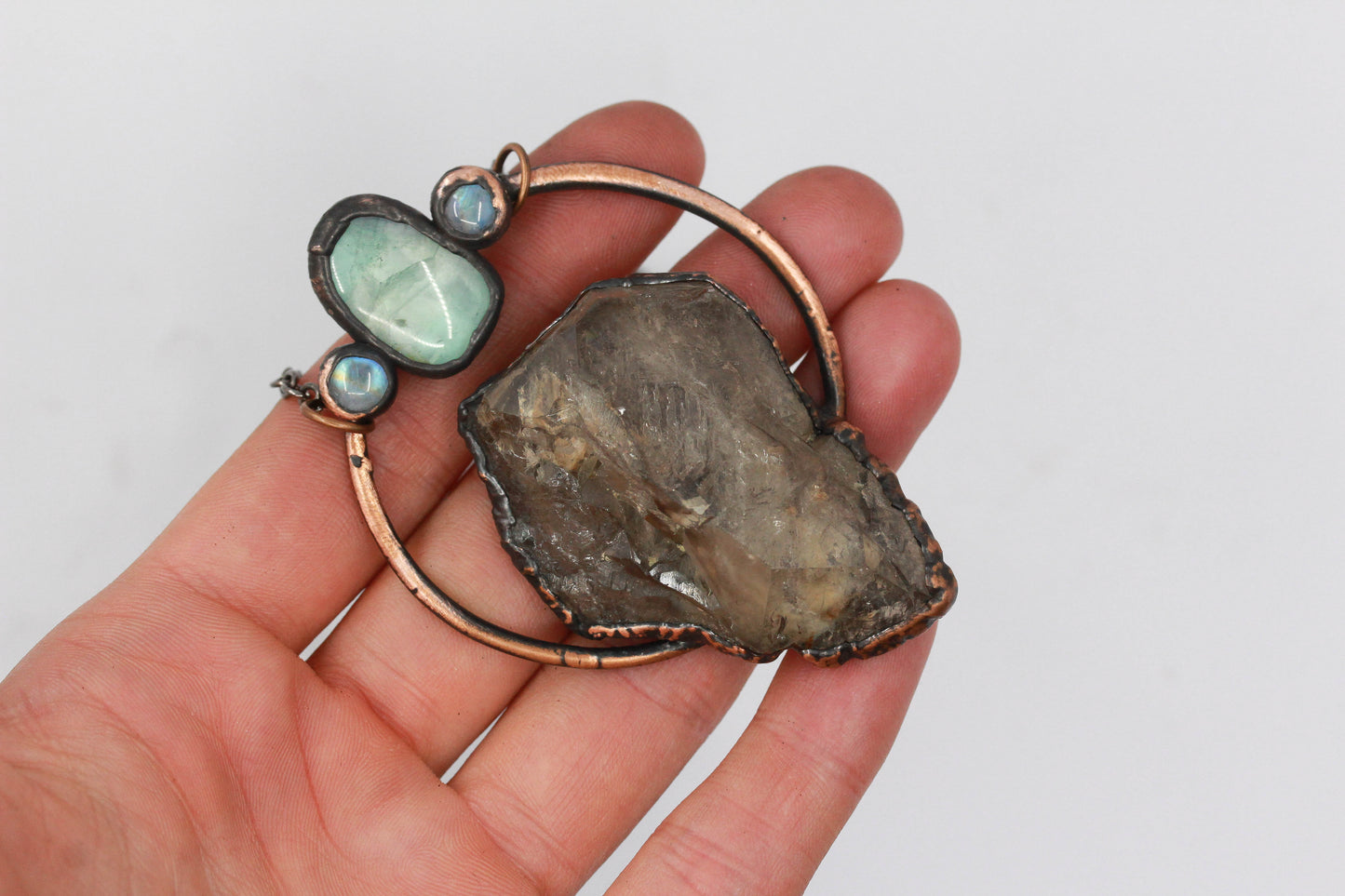 Smoky Quartz, Fluorite & Moonstone