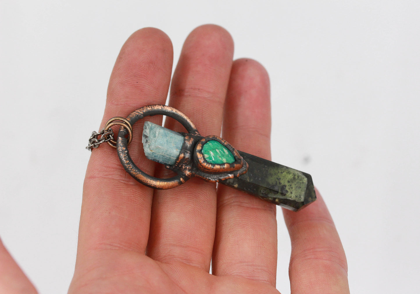 Kambaba Jasper, Aquamarine & Amazonite Necklace