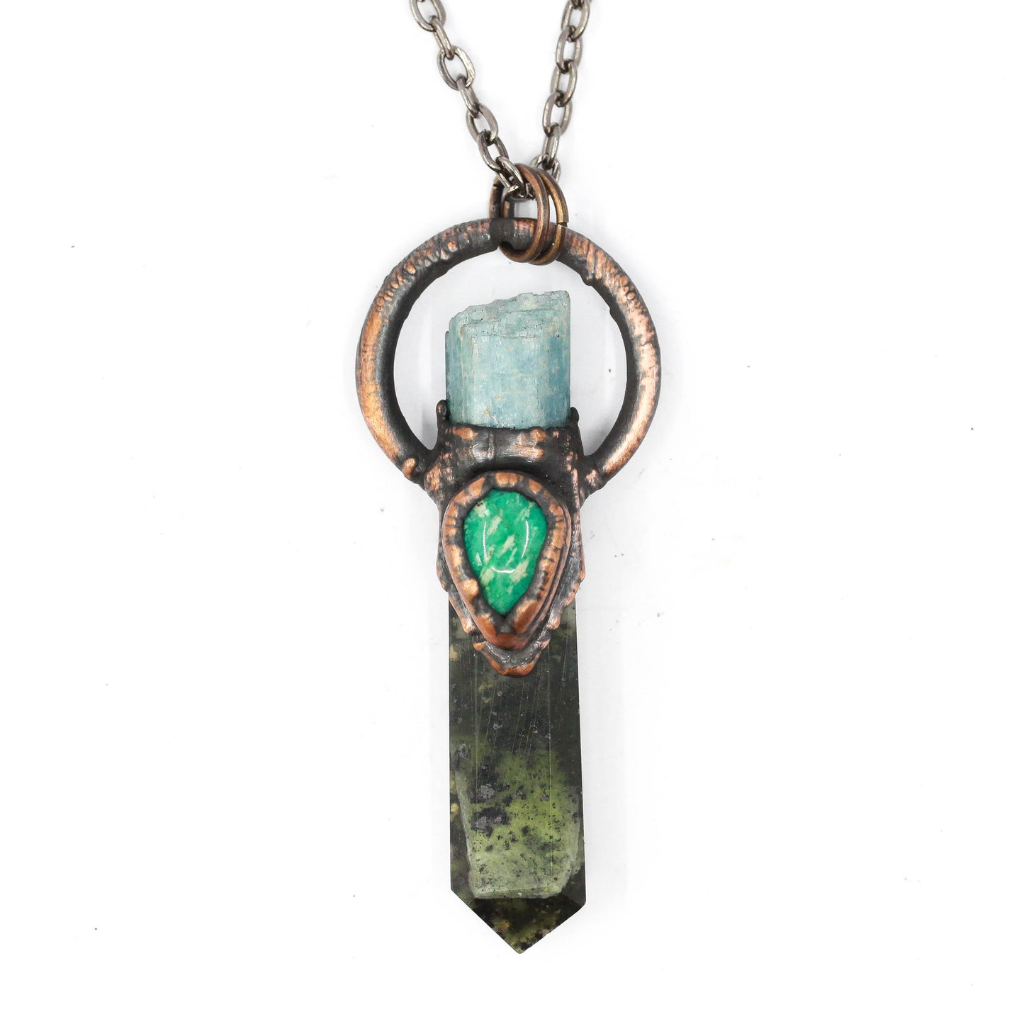 Kambaba Jasper, Aquamarine & Amazonite Necklace