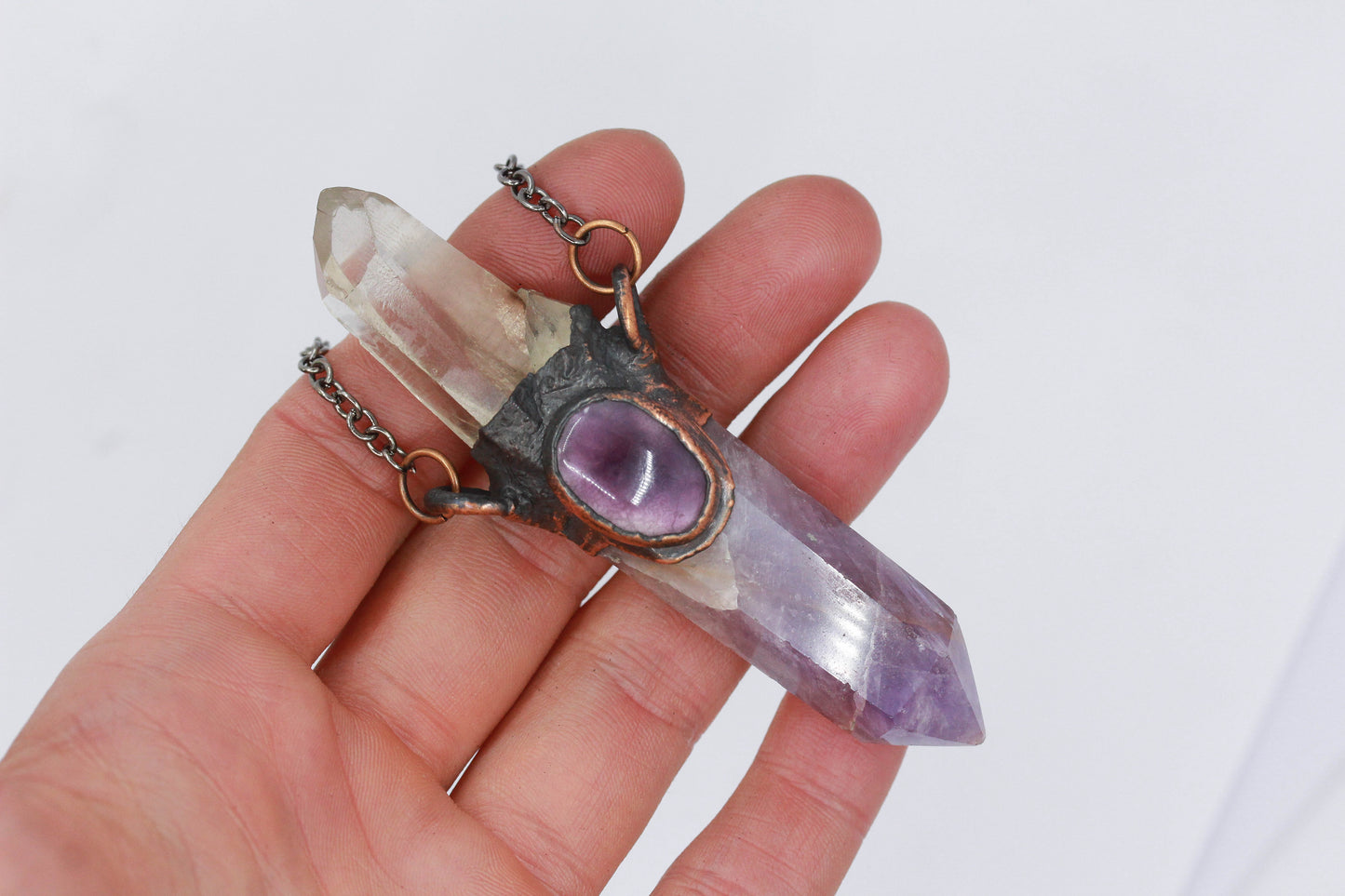 Amethyst, Quartz & Fluorite Necklace