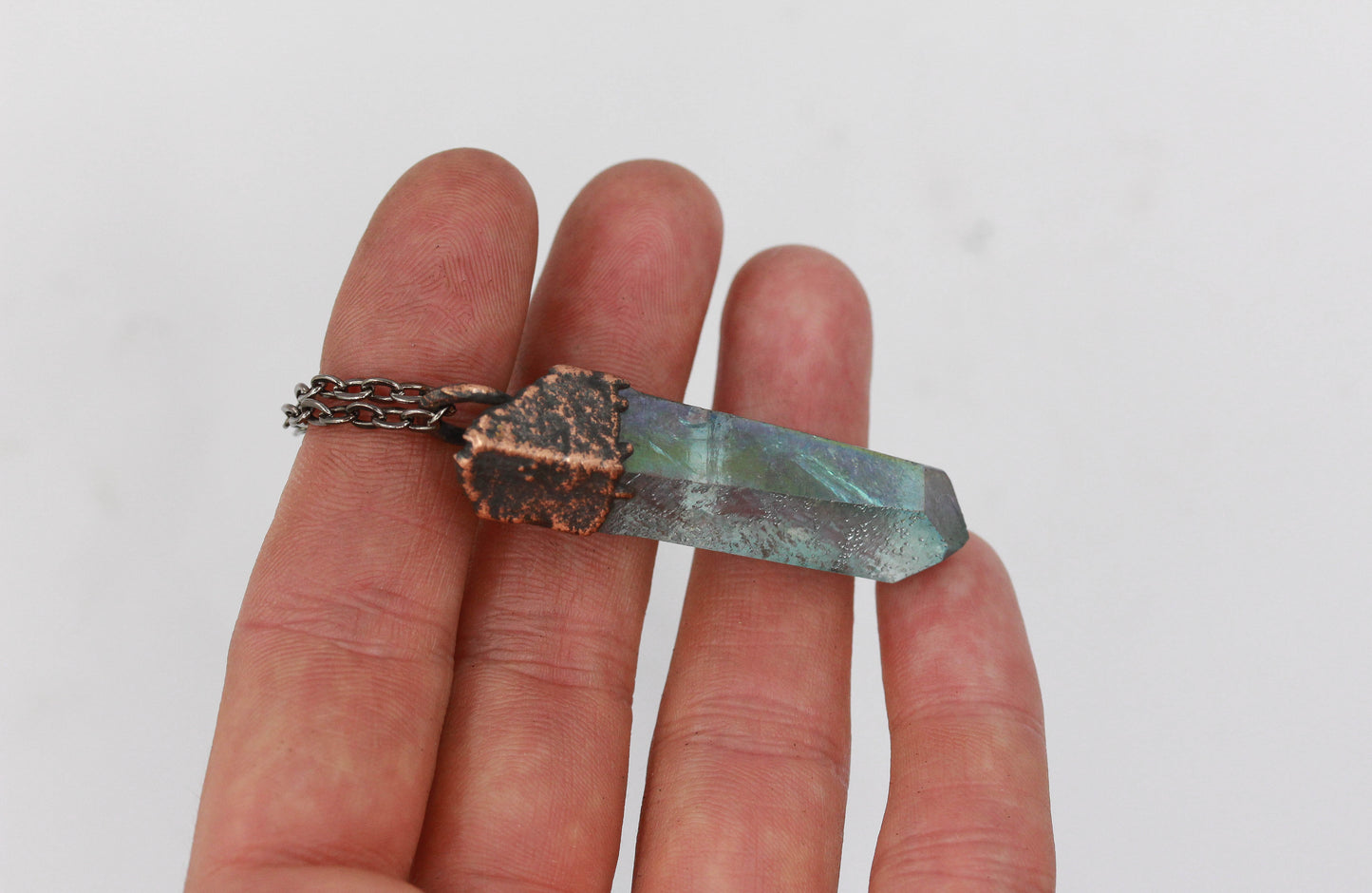 Aqua Aura Quartz Point Necklace