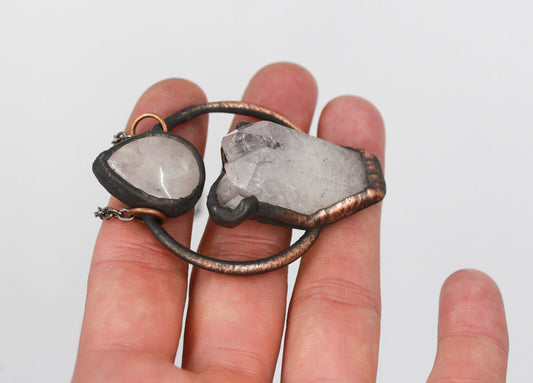 Rose Aura Quartz & Rose Quartz Necklace