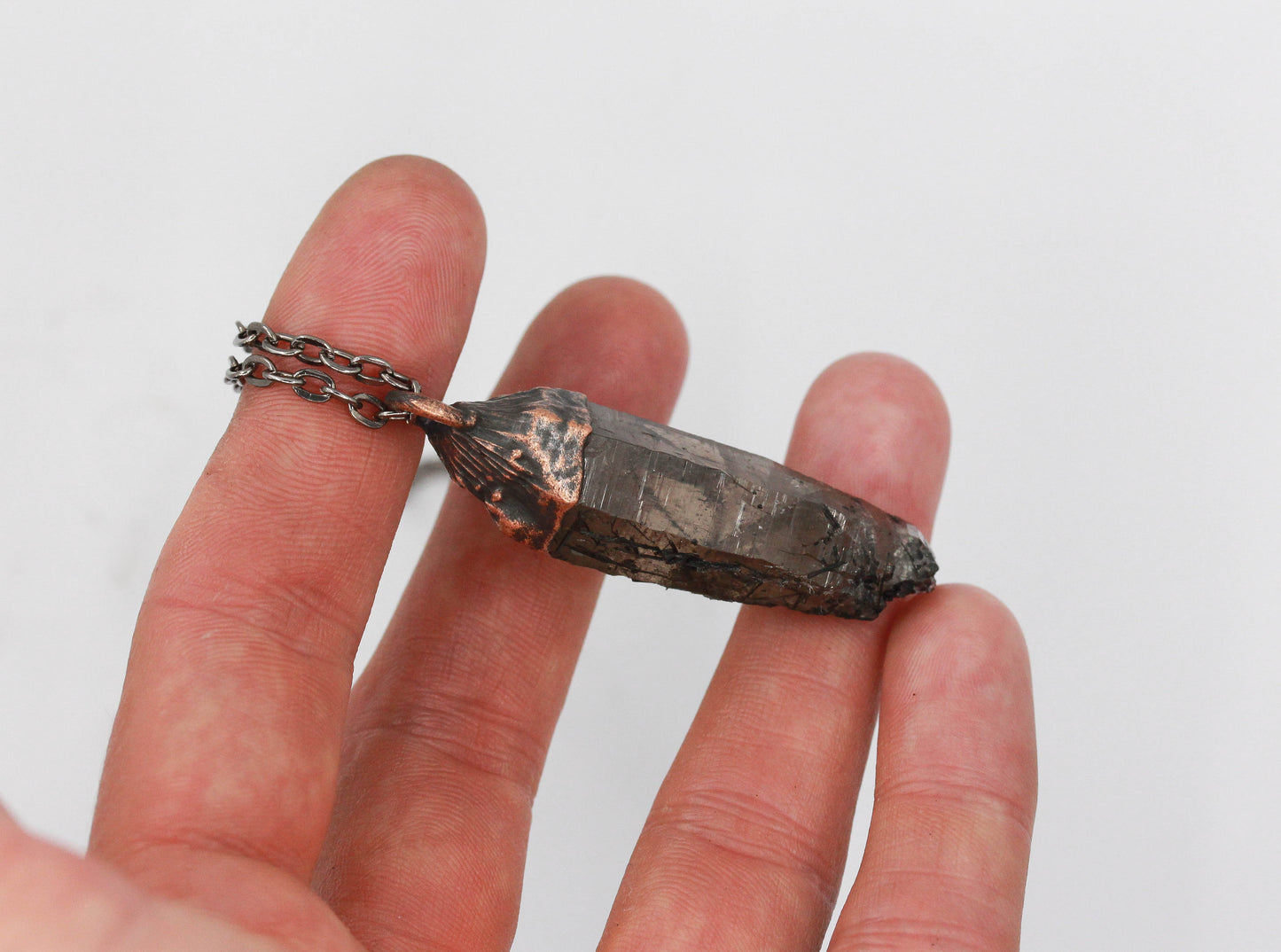 Raw Rutilated Smoky Quartz Necklace