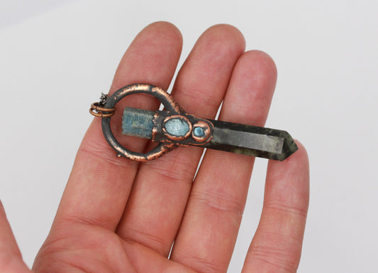 Kambaba Jasper, Aquamarine & Moonstone Necklace