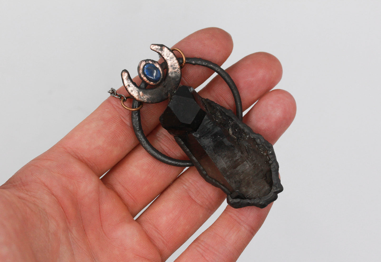 Smoky Quartz & Labradorite Moon Necklace