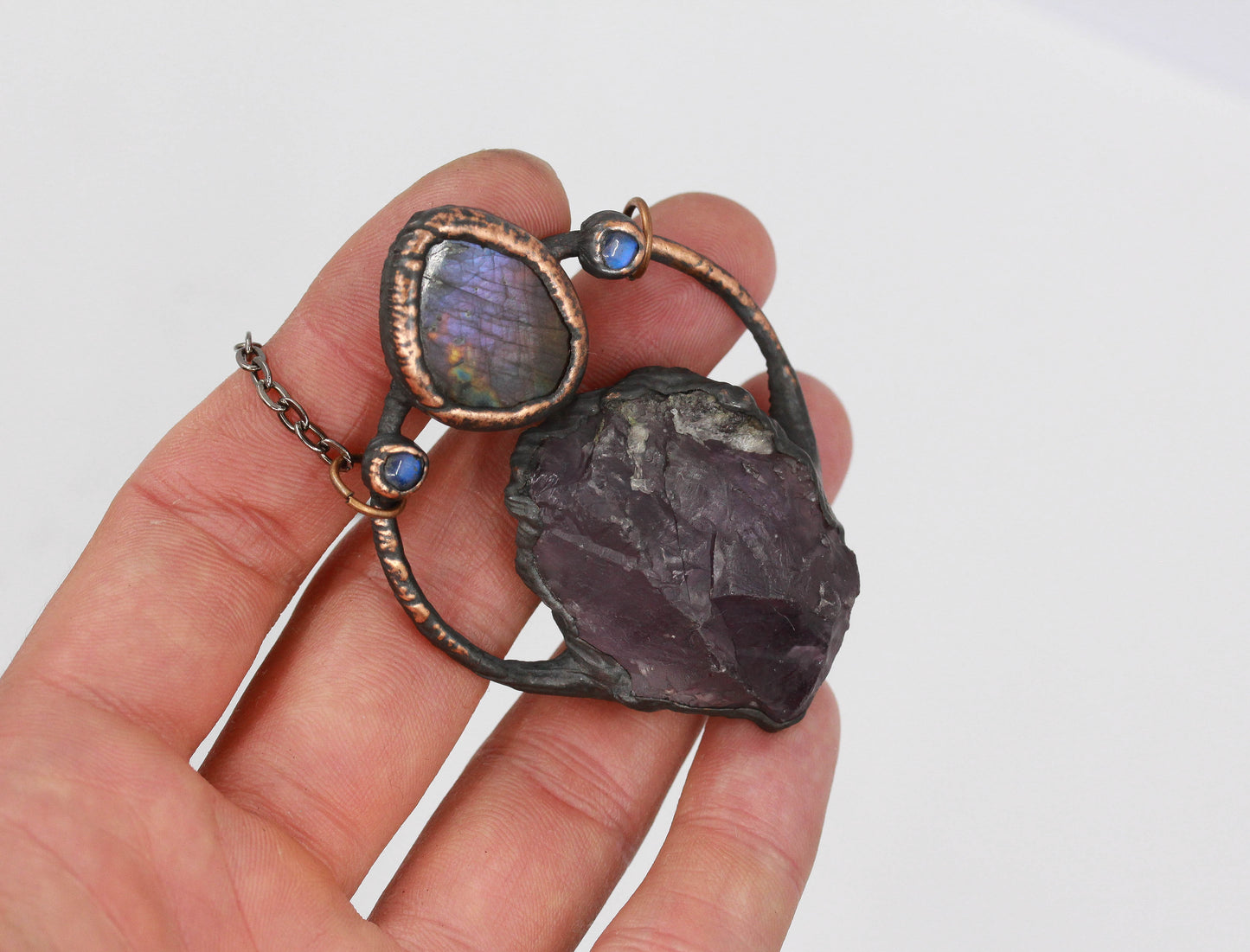 Amethyst, Labradorite & Moonstone Necklace