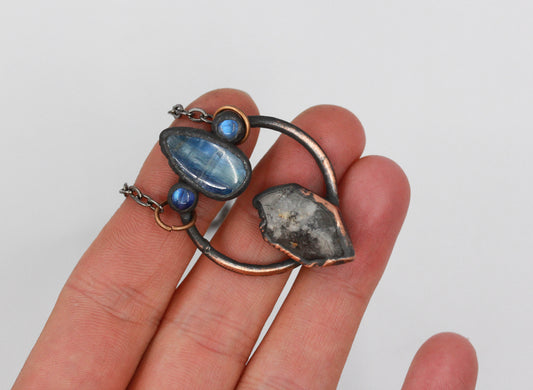 Herkimer Diamond, Kyanite & Moonstone Necklace