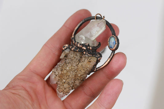 Spirit Quartz, Moonstone & Quartz Necklace