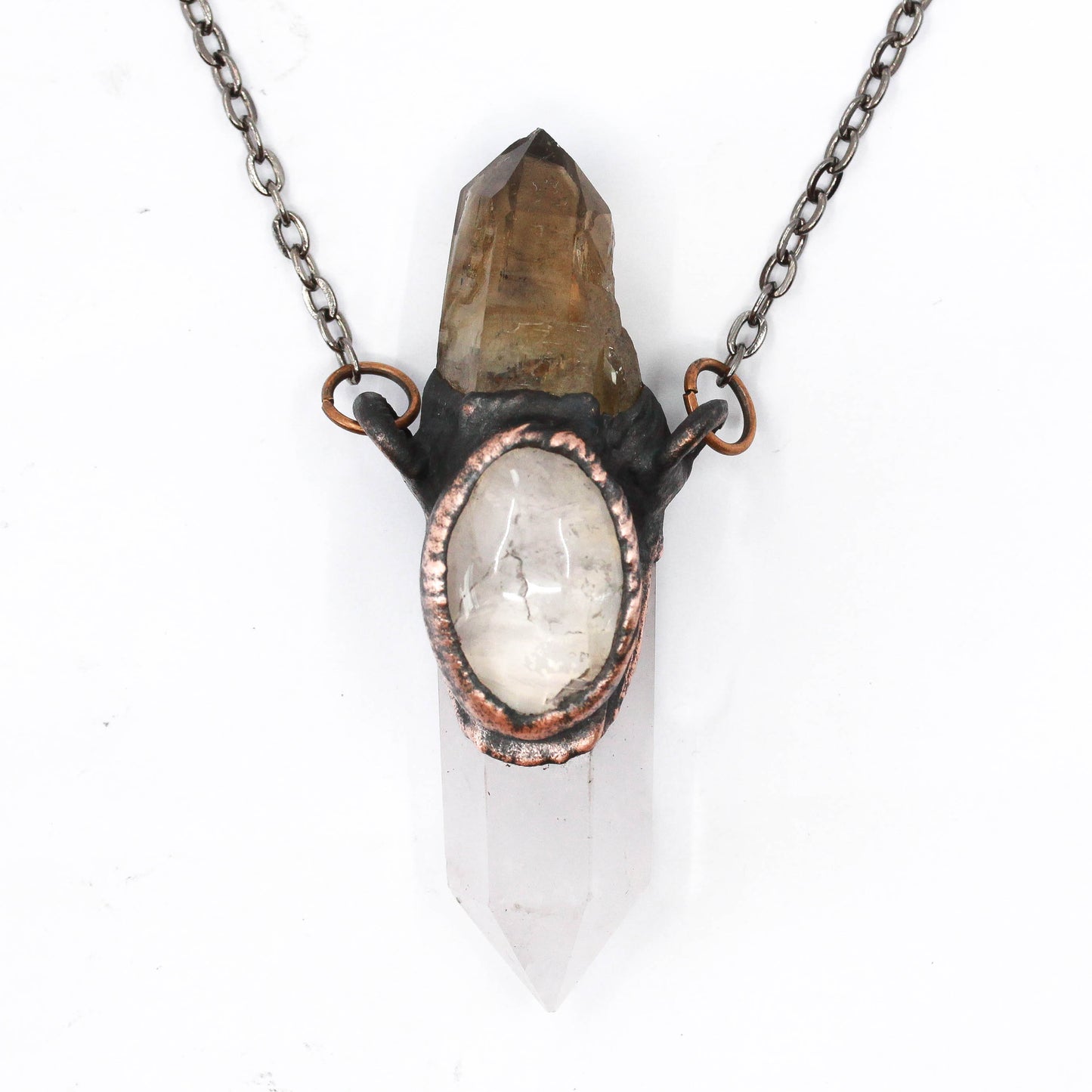 Rose Quartz & Smoky Quartz Necklae