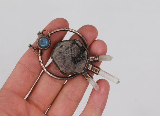 Ruby, Quartz & Labradorite Necklace