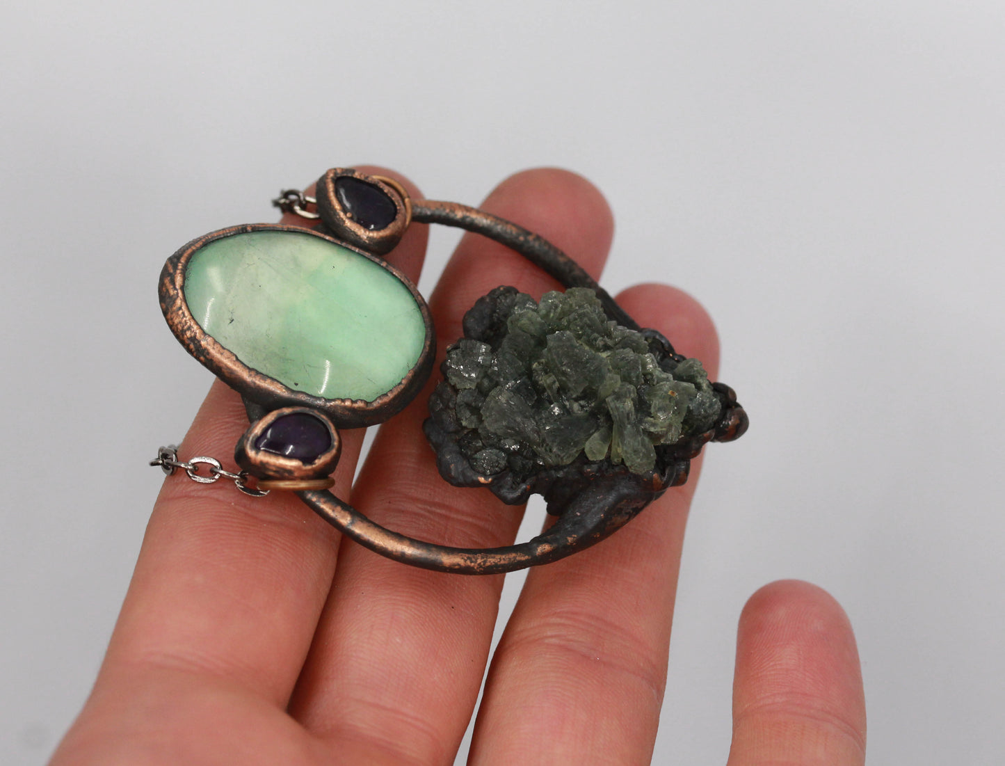 Prehnite, Fluorite & Amethyst Necklace