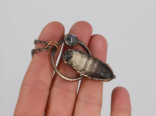 Smoky Chevron Amethyst & Labradorite Necklace