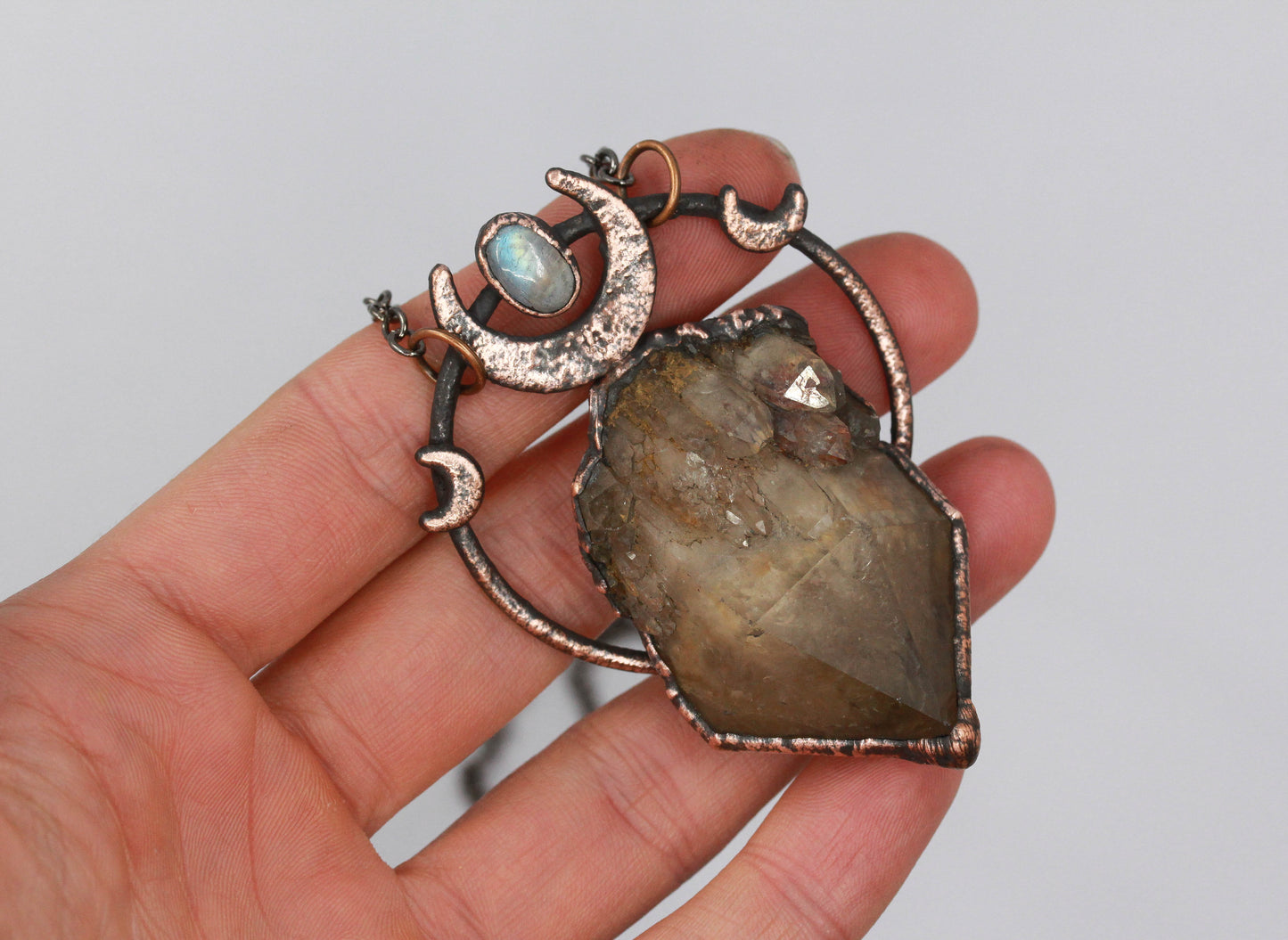 Kundalini Citrine & Moonstone Triple Moon Necklace