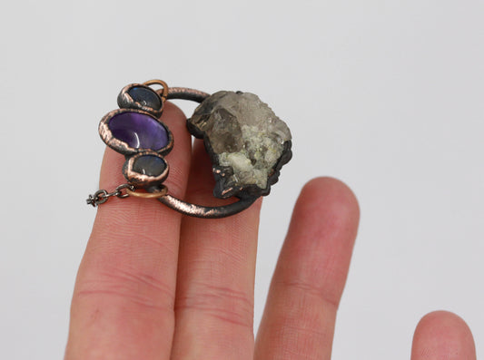 Smoky Quartz, Amethyst & Labradorite Necklace