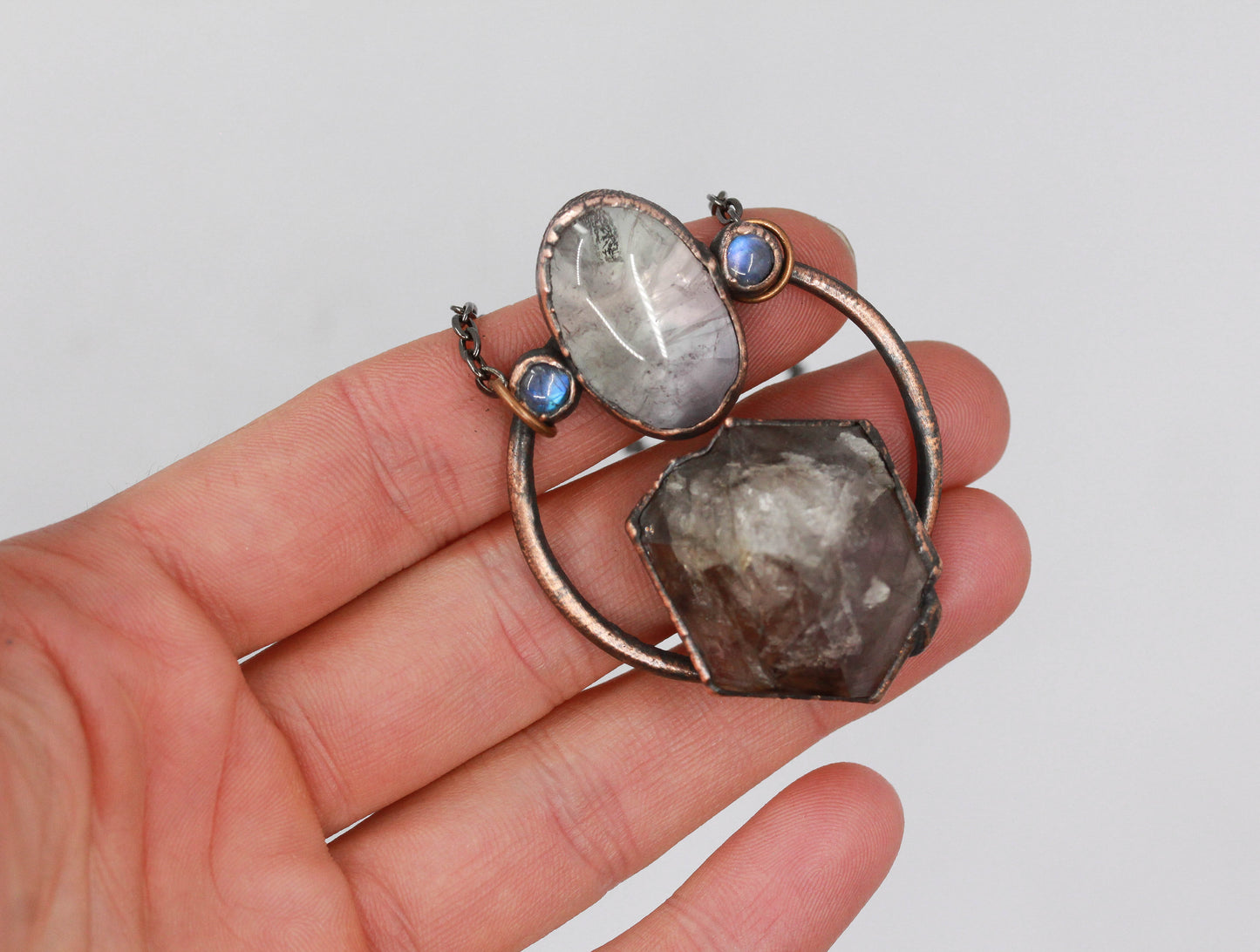 Smoky Amethyst & Moonstone Necklace
