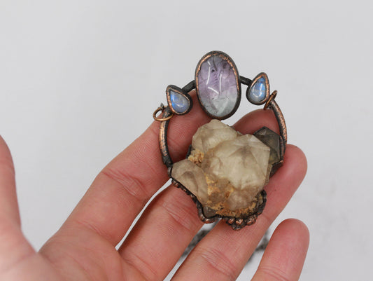 Congo Citrine, Amethyst & Moonstone Necklace