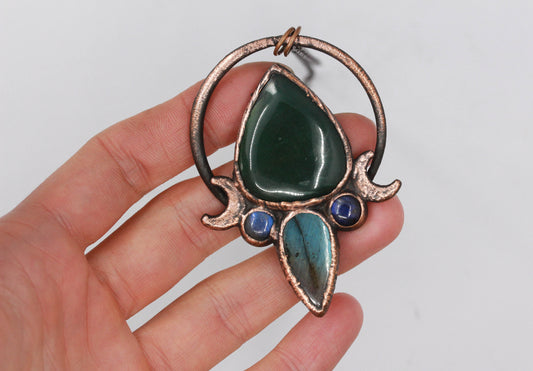 Jade & Labradorite Moon Necklace
