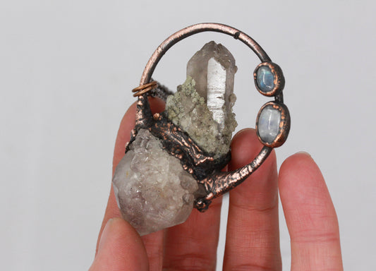 Spirit Quartz, Moonstone & Quartz Necklace