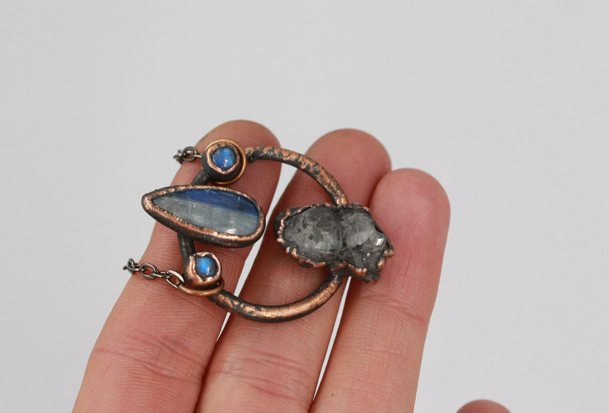 Quartz, Kyanite & Moonstone Necklace