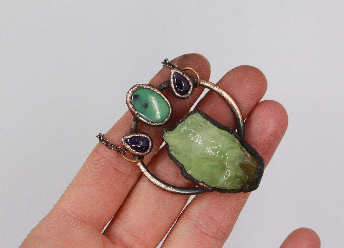 Calcite, Amethyst & Chrysoprase Necklace