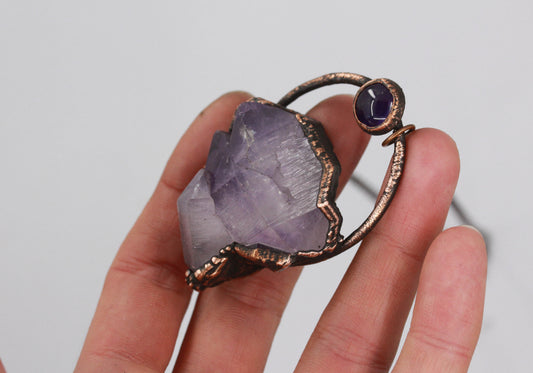 Large Amethyst Hoop Necklace