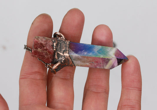 Aura Amethyst & Rhodonite Necklace