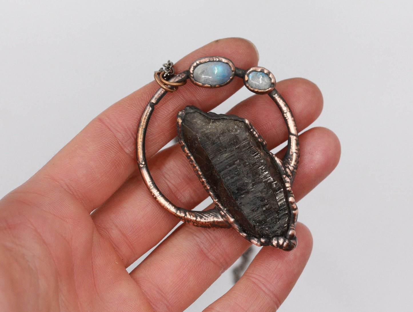 Rutilated Smoky Quartz & Moonstone Necklace