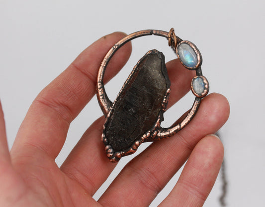 Rutilated Smoky Quartz & Moonstone Necklace