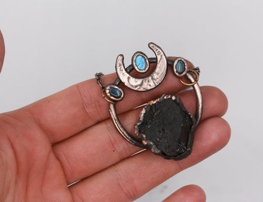 Tourmaline & Labradorite Moon Necklace