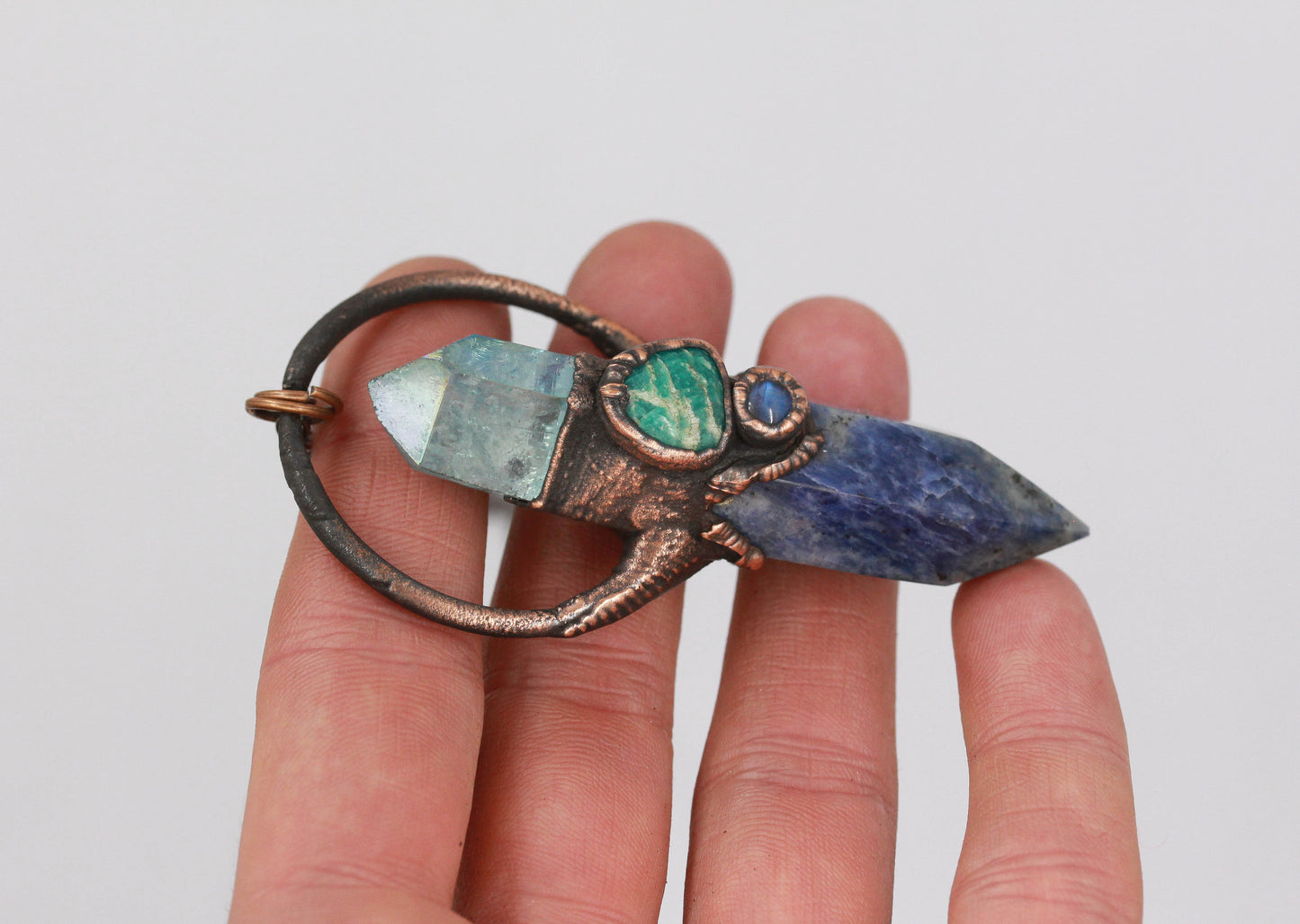 Lapis Lazuli, Aqua Aura Quartz & Amazonite Necklace