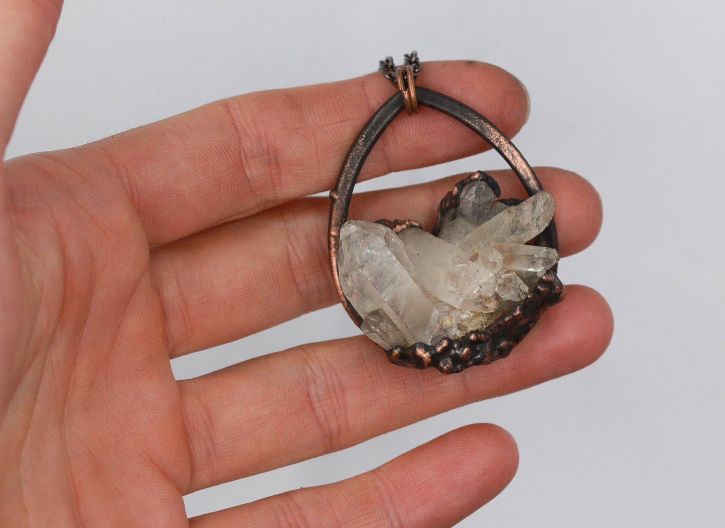 Quartz Cluster Teardrop Necklace