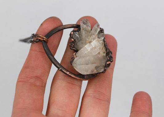 Quartz Cluster Teardrop Necklace