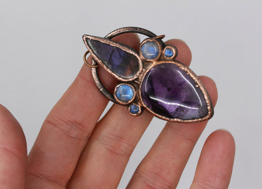 Amethyst, Purple Labradorite & Moonstone Necklace