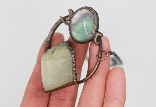 Moonstone & Fluorite Moon Necklace