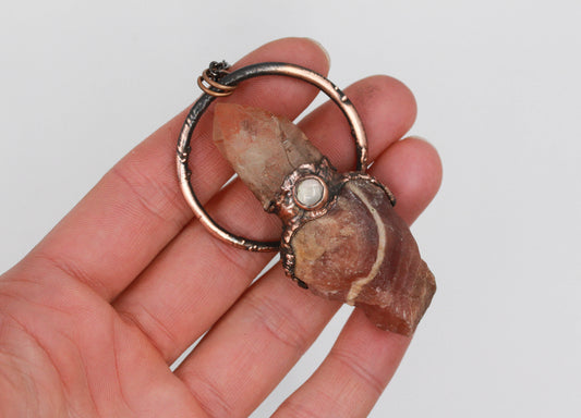 Rhodochrosite, Hematite Quartz & Rose Quartz Necklace